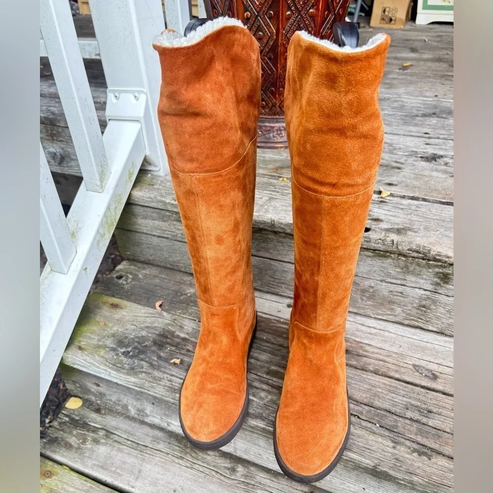 Michael Kors suede boots with a zipper on the back